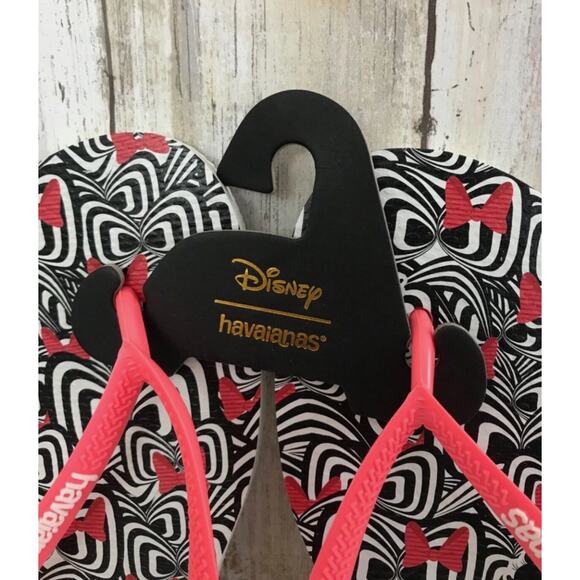 NWT Havaianas DISNEY Minnie Mouse Bow Black Flip Flops Rubber Sandals 11/12 - Picture 3 of 5
